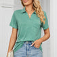 Johnny Collar Short Sleeve Blouse