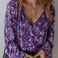 Floral Tie Neck Long Sleeve Blouse