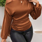 Drawstring One Shoulder Long Sleeve Blouse