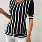 Striped Round Neck Half Sleeve Knit Top