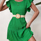 Textured Round Neck Ruffle Hem Dress