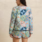 Printed Button Up Long Sleeve Outerwear and Shorts Set