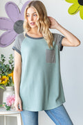 Heimish Full Size Striped Short Sleeve Waffle T-Shirt *