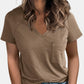 Full Size Pocketed V-Neck Short Sleeve T-Shirt