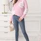 Slit Round Neck Dropped Shoulder Sweater