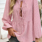 Devine Tied Striped Long Sleeve Blouse