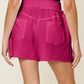 Double Take Full Size Texture Raw Trim Drawstring Shorts