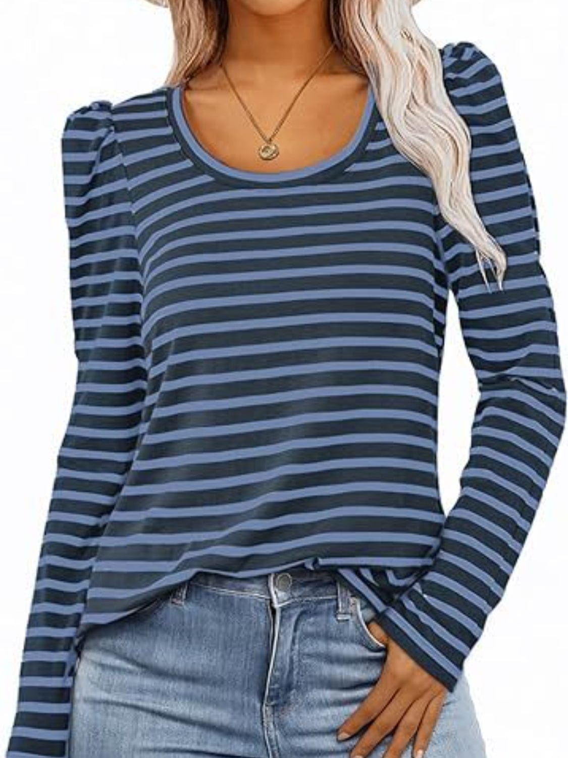 Full Size Striped Round Neck Long Sleeve T-Shirt