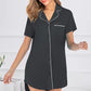 Contrast Piping Pocketed Short Sleeve Lounge Dress