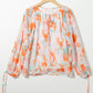Printed Tie Neck Long Sleeve Blouse