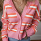 Striped Button Down Long Sleeve Cardigan
