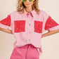 BiBi Sequin Detail Raw Hem Short Sleeve Shirt - Brand BiBi