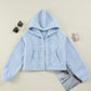 Drawstring Zip Up Long Sleeve Hoodie