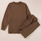 Side Slit Round Neck Long Sleeve Top and Pants Set