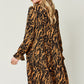 Double Take Full Size Printed Ruffle Hem Long Sleeve Dress