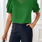 Round Neck Flounce Sleeve Blouse