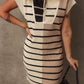 Striped Quarter Zip Cap Sleeve Sweater Dress