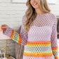 BiBi Rainbow Stripe Hollow Out Cover Up - Brand BiBi