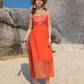 Embroidered Square Neck Midi Cami Dress
