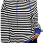 Drawstring Striped Long Sleeve Hoodie