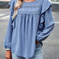Ruffle Trim Balloon Sleeve Blouse