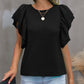 Round Neck Flounce Sleeve Blouse