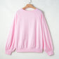 Valentine’s Day Blush Pink HUG AND KISSES Round Neck Sweatshirt