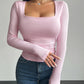 Square Neck Long Sleeve T-Shirt