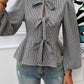 Tied Round Neck Long Sleeve Blouse
