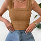 Full Size Textured Square Neck Wide Strap Tank