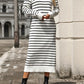 Striped Round Neck Long Sleeve Dress