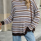Striped Mock Neck Long Sleeve Sweater
