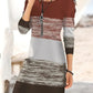 Color Block Round Neck Long Sleeve Dress