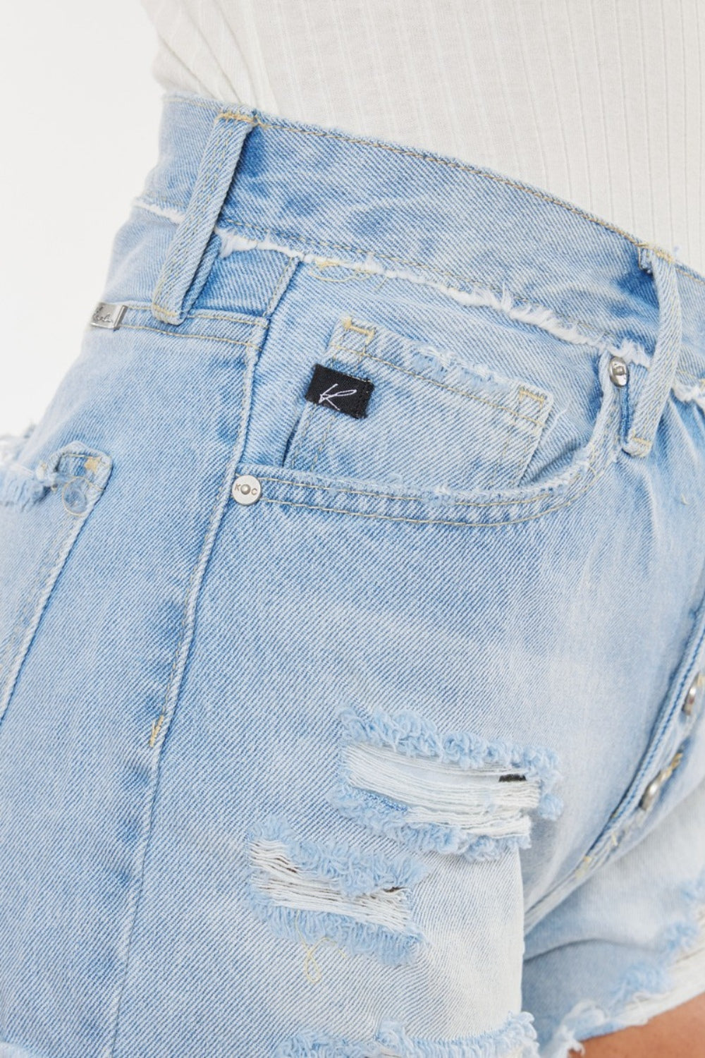 Kancan Distressed Button Fly Denim Shorts *