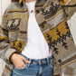 Pocketed Geometric Collared Neck Jacket