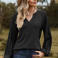Eyelet Notched Raglan Sleeve T-Shirt