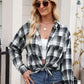 Plaid Collared Neck Long Sleeve Shirt