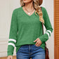Striped V-Neck Long Sleeve T-Shirt