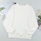 White Round Neck Dropped Shoulder Sweatshirt