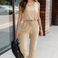 Drawstring Round Neck Sleeveless Jumpsuit
