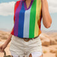 Color Block Notched Sleeveless Top