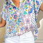 Printed Collared Neck Short Sleeve Blouse