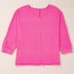 Side Slit V-Neck Long Sleeve Top