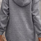 Texture Half Snap Drawstring Hooded Dress