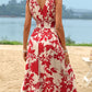 Smocked Printed Surplice Midi Dress