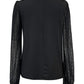 Full Size V-Neck Swiss Dot Long Sleeve Blouse