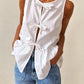 Tied Striped Round Neck Tank