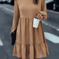 Frill Round Neck Flounce Sleeve Mini Dress