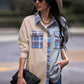 Shiny Plaid Contrast Drop Shoulder Shacket