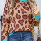 Leopard Round Neck Long Sleeve Sweater